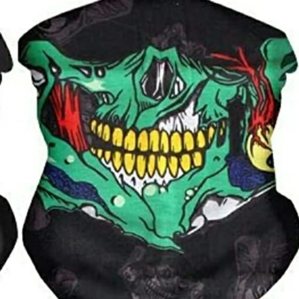 CREEPY green Skull gaiter balaclava bandana mask